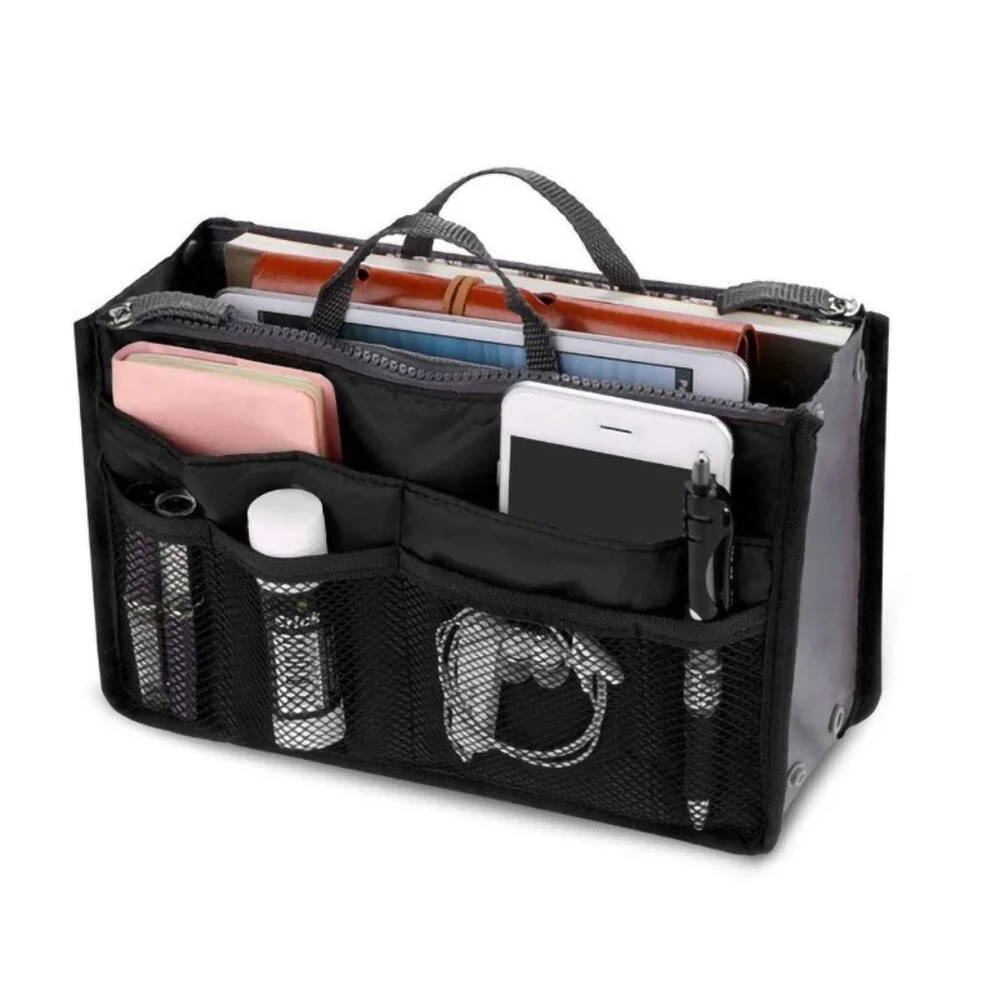 Organizer- Bag/ Drawer /Purse Insert/ Divider /Cosmetic Tote/ - Black & Gray NWT